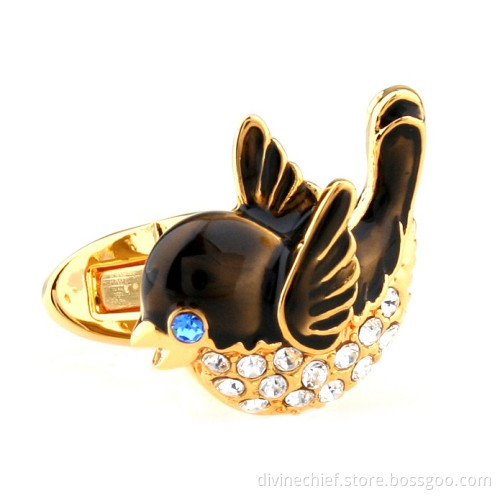 Golden Cufflinks Make Custom Bird Cufflinks With Black Paint